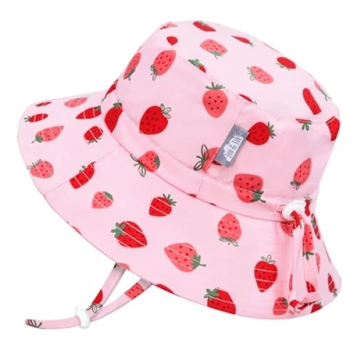 Afbeelding van Jan &amp; Jul Meisjes in grootte verstelbare waterafstotende emmer zonnehoed met 50+ UPF UPF, Pink Strawberry, 2 5 Jaar