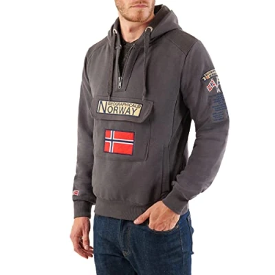 Afbeelding van GYMCLASS MEN Men&#039;s Kangaroo Pocket Hoodie Mannen Logo Sweater Hoody Jacket lange mouwen warme regelmatig Sport (DONKERGRIJS L)