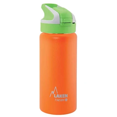 Afbeelding van Laken herbruikbare thermische fles top van roestvrij staal met automatische dop en veiligheidssluiting, 500 ml, oranje