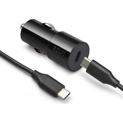 Afbeelding van Azuri snelle 18W autolader met USB C poort (incl. kabel) Zwart