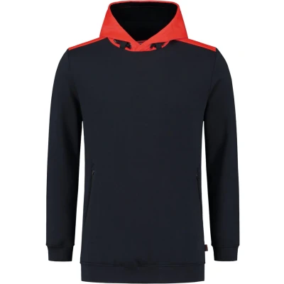 Afbeelding van Tricorp 303005 Sweater High Vis Capuchon Inkt/Fluor Rood maat 7XL