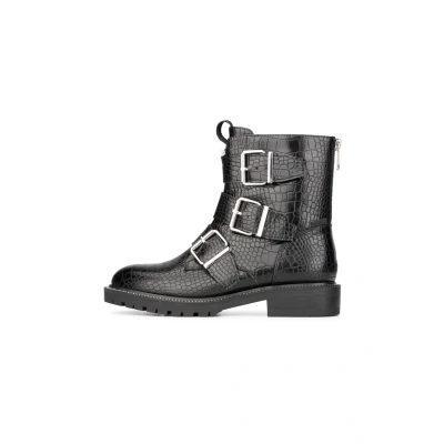 Afbeelding van Posh by Poelman Janet Cowboy/Bikerlaarsjes, Dames, Maat: 42, Black with animalprint Imitatieleer/ textiel