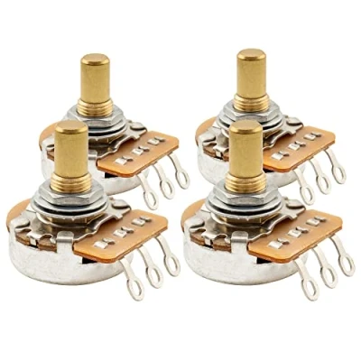 Afbeelding van Musiclily Pro HD A250K Messing Metric Coarse 18 tandjes Logaritmische Potmeter Solid Short Shaft voor Elektrische Gitaar en Basgitaar(4 stuks)
