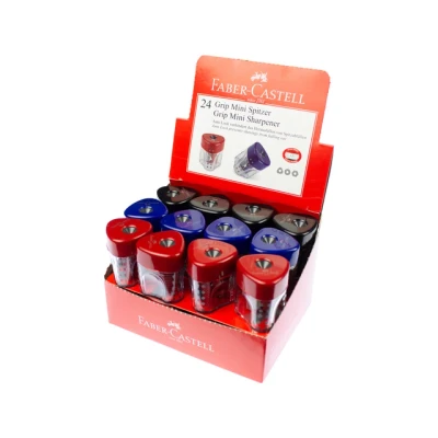 Afbeelding van Faber Castell puntenslijper Grip enkel assorti kleuren display 24 stuks FC 183401