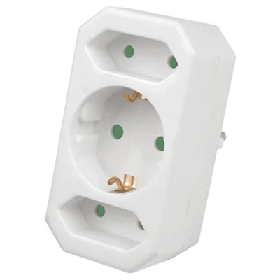 Afbeelding van HEITECH 3 voudige stekkeradapter met kinderbeveiliging TÜV geteste meervoudige contactdoos zonder schakelaar, belastbaarheid tot max. 3500 W adapterstekker stekker