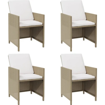 Afbeelding van vidaXL Tuinstoelen 4 st met kussens poly rattan beige