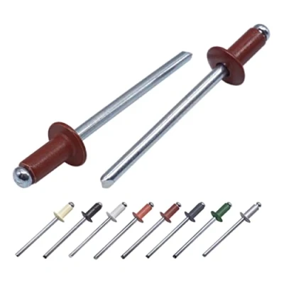 Afbeelding van (Pack van 100 stuks) Geschilderde blindklinknagels 4,0 x 8 mm, koepelkop, DIN 7337, aluminium klinknagel en stalen doorn, popklinknagels (100, oxiderood RAL 3009)