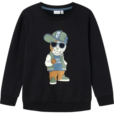 Afbeelding van NAME IT KIDS sweater NKMOKLOKKEN met printopdruk zwart