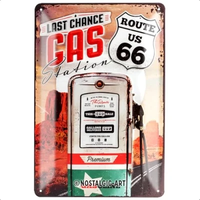 Afbeelding van Nostalgic Art US Highways Route 66 Gas Station Gift idea for USA fansRetro Tin SignMetal PlaqueVintage design decoration20 x 30 cm