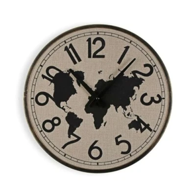 Afbeelding van Muurklok Versa Metaal Wereldkaart 4 x 40 cm