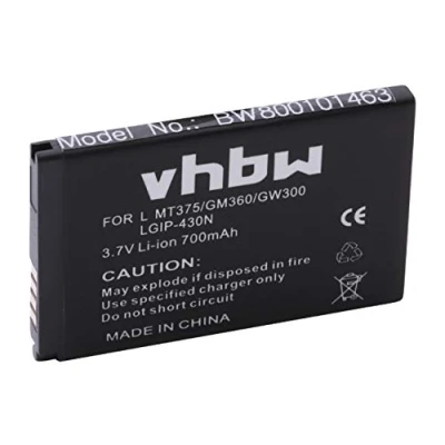 Afbeelding van vhbw Accu compatibel met LG T300 Cookie Lite, T310 Style, T320 3G mobiele telefoon smartphone (700mAh, 3,7V, Li Ion)