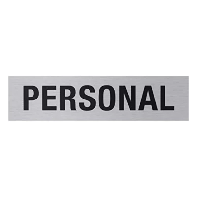 Afbeelding van Metafranc Kleefbord &quot;Personal&quot; 160 x 40 mm van aluminium In moderne roestvrijstalen look zelfklevende achterkant/signaal/informatiebord/verbodsbord/toegangsverbod / 507610