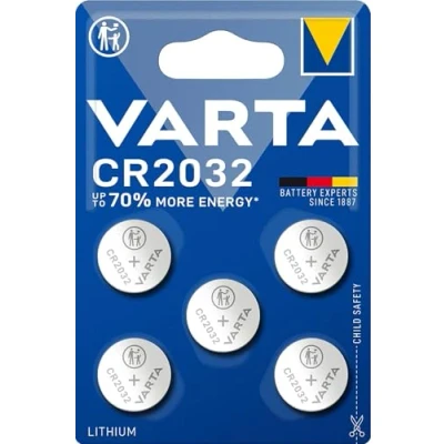 Afbeelding van VARTA Batterijen knoopcellen CR2032, 5 stuks, power on demand, lithium, 3 V