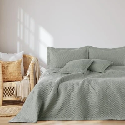 Afbeelding van AmeliaHome Sprei 220x240 cm bedsprei dubbelzijdig ultrasoon stiksel polyester Ophelia grijs