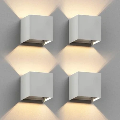 Afbeelding van ledscom.de 4 x CUBEL wandlamp voor buiten, IP65, up/downlight, mat wit, vierkant, 1x G9 max. 10W