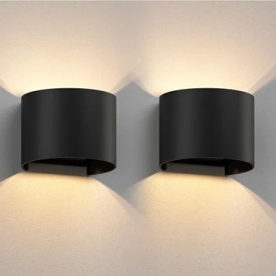 Afbeelding van ledscom.de 2 x wandlamp RUNEL voor buiten, IP65, up/downlight, matzwart, rond, 1x G9 max. 10W