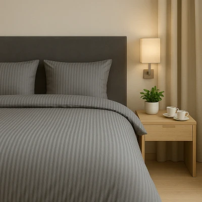 Afbeelding van Primaviera Deluxe Hotel Stripe Dekbedovertrek Eenpersoons 140X200/220 + 1 x kussensloop 60x70 Grijs
