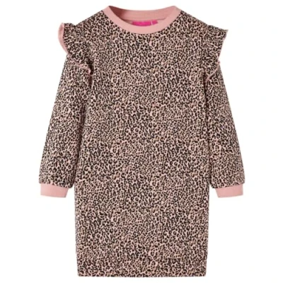 Afbeelding van Kinderjurk met luipaardprint 92 middelroze