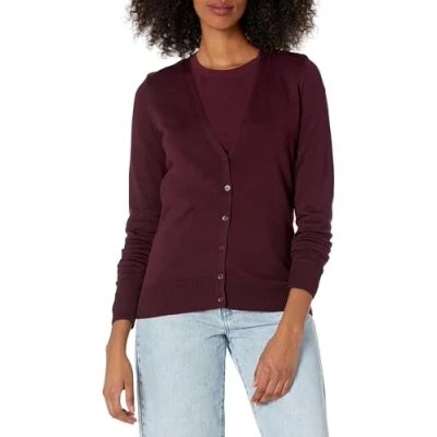 Afbeelding van Amazon Essentials Dames lichtgewicht V hals vest trui (verkrijgbaar in grote maten), bordeaux, 1X