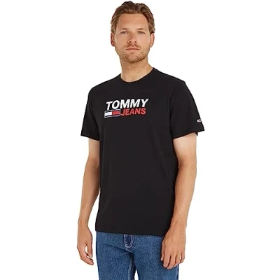 Afbeelding van Tommy Jeans LOGO TEE Tshirt print, Heren, Maat: XS, Black