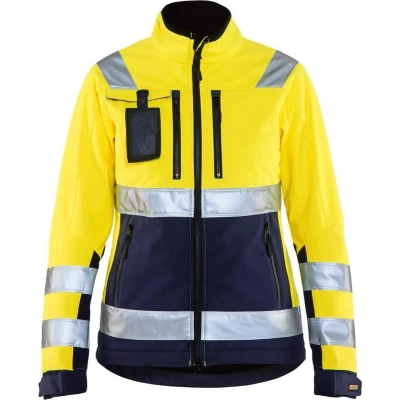 Afbeelding van Blåkläder 4902 2517 Dames Softshell jack High Vis Geel/Marineblauw maat XL