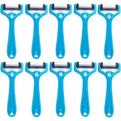 Afbeelding van Solingen Dunschiller Uno Y Model Kunststof Mes 4,2 cm Blauw 10 stuks