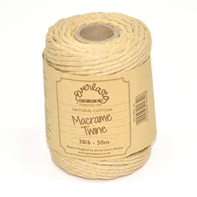 Afbeelding van 50M Spoelen Everlasto Single Twist Zacht Katoen Gekleurd Macrame Craft Twine 38/6 (4 mm ongeveer) (Saffraan)