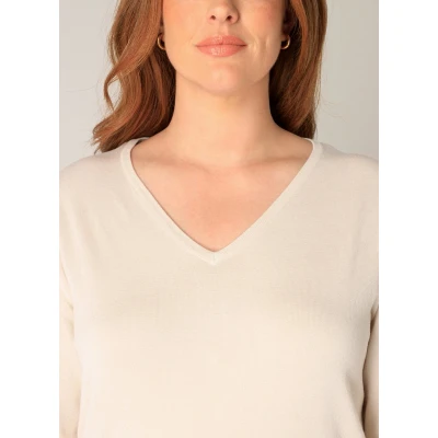 Afbeelding van BASE Level Curvy Anine Trui, Dames, Maat: 44, Light beige