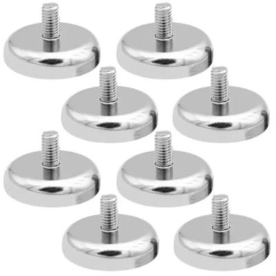 Afbeelding van Leikurvo 8 x neodymium magneten Ø 32 mm met M6 schroefdraad, 36 kg hechtkracht, magneetsystemen, ronde extra sterke voor schroeven, oogje of haken