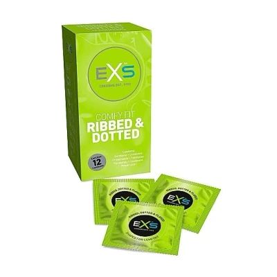 Afbeelding van EXS 3 in 1 Ribbed, Dotted and Flared Condoms 12 Pieces
