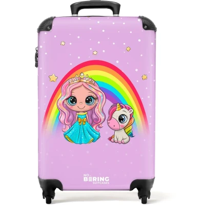 Afbeelding van NoBoringSuitcases.com® Prinses koffer met regenboog Trolley kinderen meisjes 55x35x25