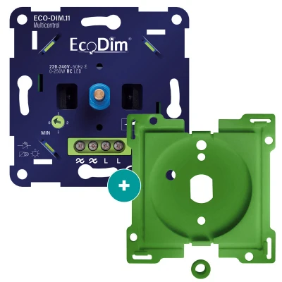 Afbeelding van EcoDim led wisseldimmer inbouw 0 250W, druk/draai, voor Niko draaiknop series inbouw,