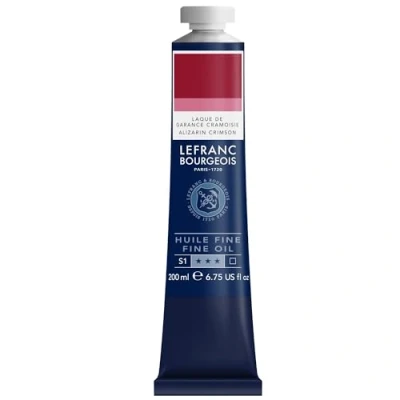 Afbeelding van Lefranc Bourgeois 301819 Fijne olieverf van uitstekende kwaliteit, lichtecht met een gelijkmatige consistentie, tube 200 ml, ideaal voor spieraammen, canvas, schilderbord Alizarin Crimson Perm