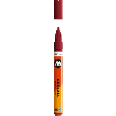 Afbeelding van Molotow ONE4ALL 2mm Acryl Marker Bordeaux Rood Geschikt voor vele oppervlaktes zoals canvas, hout, steen, keramiek, plastic, glas, papier, leer...