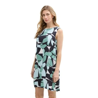 Afbeelding van TOM Tailor Jurk, Dames, Maat: 44, Green dots and shapes design