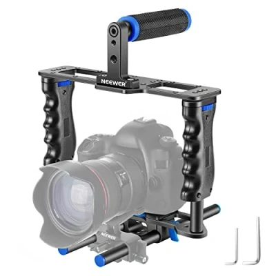 Afbeelding van Neewer aluminium legering camera video cage film make up kit bevatten top grip 15 mm rod voor DSLR camera&#039;s zoals Canon 5D Mark II III Nikon D7200 Pentax Sony Olympus