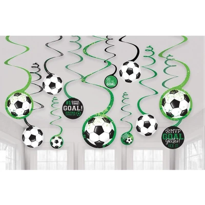 Afbeelding van Voetbal Hangdecoratie swirls Goal Getter 12 stuks