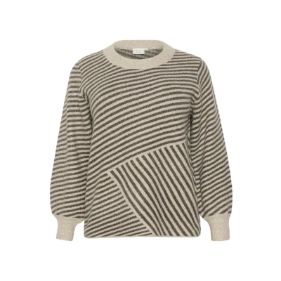 Afbeelding van Kaffe Curve Verina Trui Feather gray mel brown mel, Dames, Maat: 42/44,