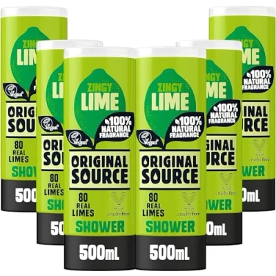 Afbeelding van Original Source Limoen douchegel met 100% natuurlijke geur, grote veganistische douchegel, parabenenvrije lichaamsdouchewas, multipack van 6 x 500 ml