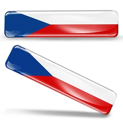 Afbeelding van Biomar Labs® 2 x stickers 3D gel siliconen Tsjechische Republiek Czech vlag autosticker F 4