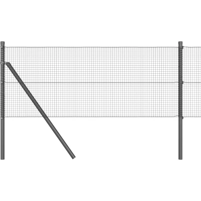 Afbeelding van vidaXL Gelaste Draadhek met 7 Palen Grijs 0.8x10 m Staal
