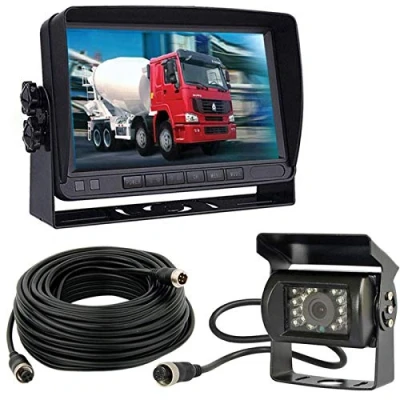 Afbeelding van 12 V 24 4 pins auto achteruitrijcamerasysteem voor campers Bus Aanhangwagen Vrachtwagen Caravan, 7 &quot;TFT LCD HD kleurenautomonitor met 2 18 leds Nachtzicht Waterdichte achteruitrijcamera