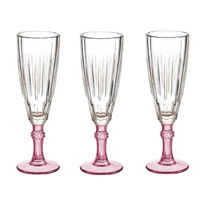 Afbeelding van Vivalto Champagneglazen Exotic Collection set 6x op roze voet 170 ml