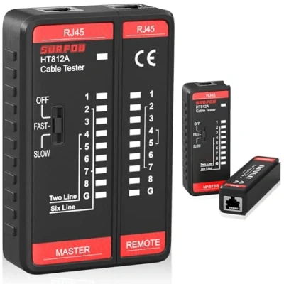 Afbeelding van SURFOU LAN Tester netwerkkabeltester, Rj45 netwerktester voor Cat7 Cat6 Cat kabel, netwerkkabel kabeltester Ethernet Network Cable Testapparaat, netwerkkabeltester internet kabel testapparaat