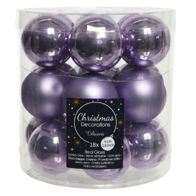 Afbeelding van Decoris Kerstballen 18 stuks glas lila paars 4 cm
