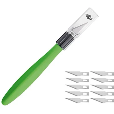 Afbeelding van WEDO 7852199 Cutter Comfortline Scalpel met softgrip inclusief 15 reservemessen en beschermkap, appelgroen/zwart