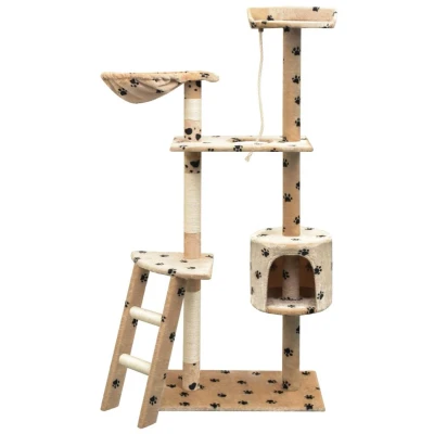 Afbeelding van vidaXL Kattenkrabpaal met sisal krabpalen 150 cm pootafdrukken beige