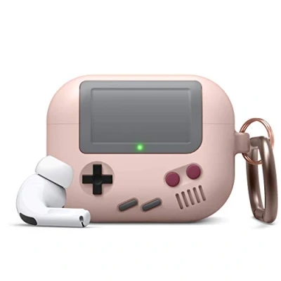 Afbeelding van elago AW5 AirPods Pro Hoesje, Klassiek Game Console Design Case met sleutelhanger voor [Amerikaans Patent Geregistreerd] (Zand roze)