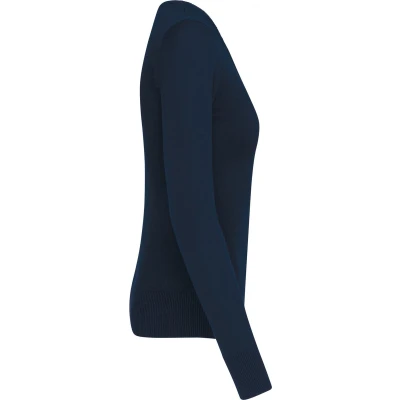 Afbeelding van Pullover/Cardigan Dames L Kariban V hals Lange mouw Navy 50% Katoen, Acryl