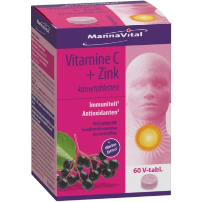 Afbeelding van MannaVital Vitamine C + Zink Kauwtabletten 60VTB